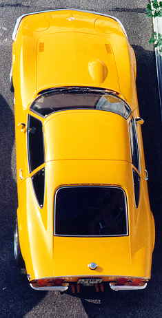 Yellow Opel GT Targa - Top View